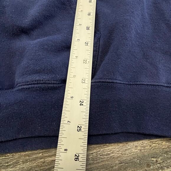 Vintage 80s 90s Nike Blue Mens Large Hoodie Chest Embroidered Logo Swoosh Hoodie - Picture 9 of 10